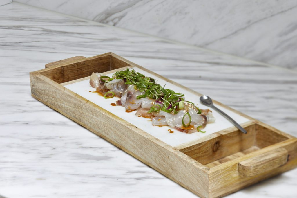 COLD-SMOKED BARRAMUNDI WITH YUZU-SOY DRESSING