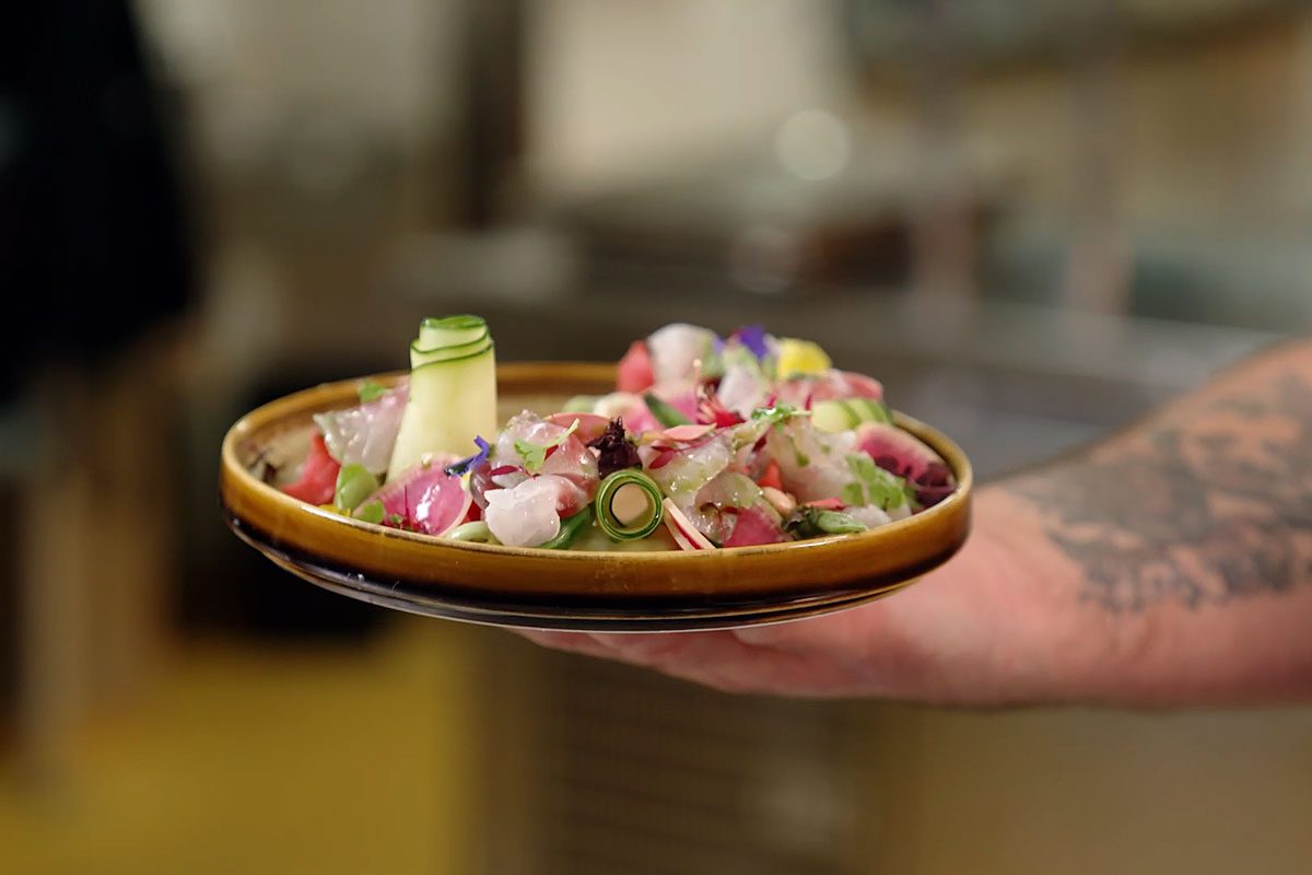 Koji cured barramundi dish