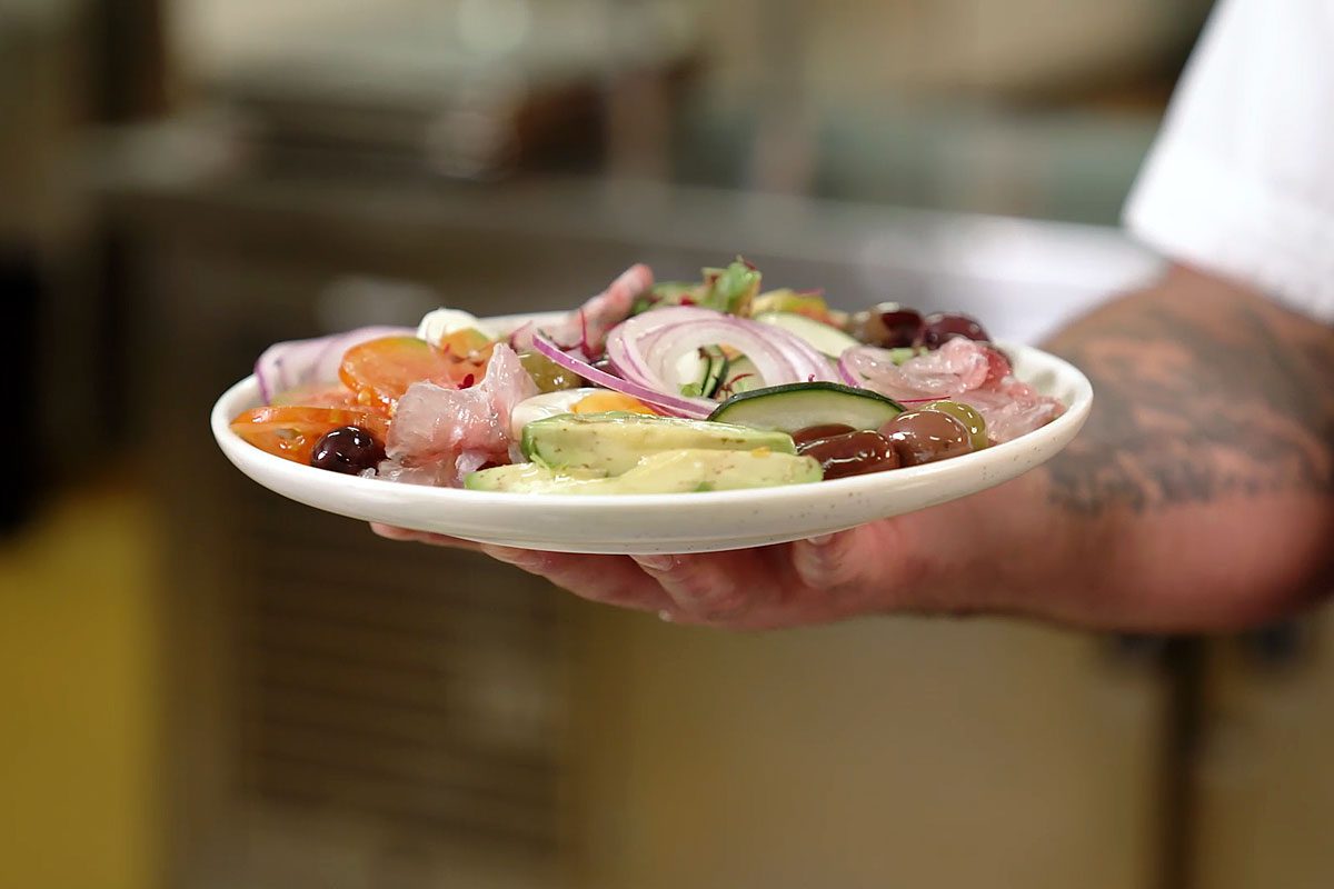 Salt cured barramundi dish